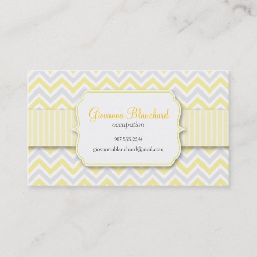 Chevron Modern Stylish Yellow Business Card