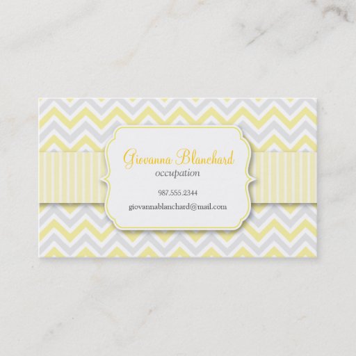 Customizable Chevron Modern Stylish Yellow Business Card