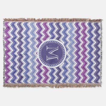 Chevron Monogram Blue And Purple Zigzag Throw Blanket by VillageDesign at Zazzle