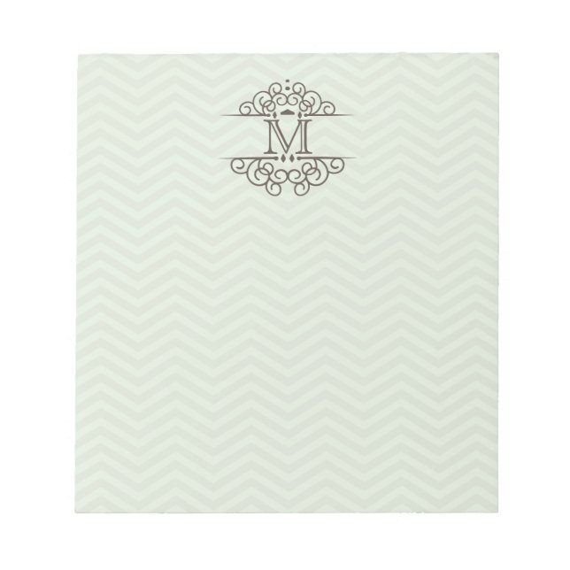 Chevron Monogram Personalized To Do Notepad | Mint (Front)