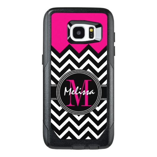 Chevron Monogram Pink and Black OtterBox Samsung Galaxy Case (Back)