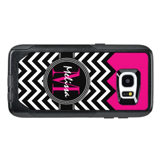 Chevron Monogram Pink and Black OtterBox Samsung Galaxy Case (Back Horizontal)