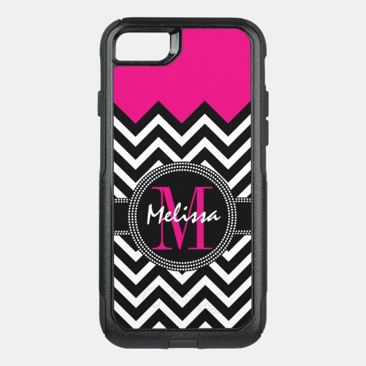 Chevron Monogram Pink and Black OtterBox Samsung Galaxy Case (Back)