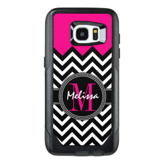 Chevron Monogram Pink and Black OtterBox Samsung Galaxy S7 Edge Case