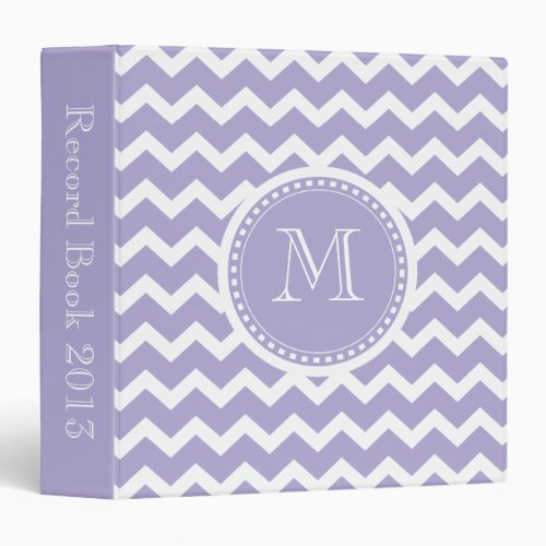 Chevron Monogram Retro Purple and White Binder