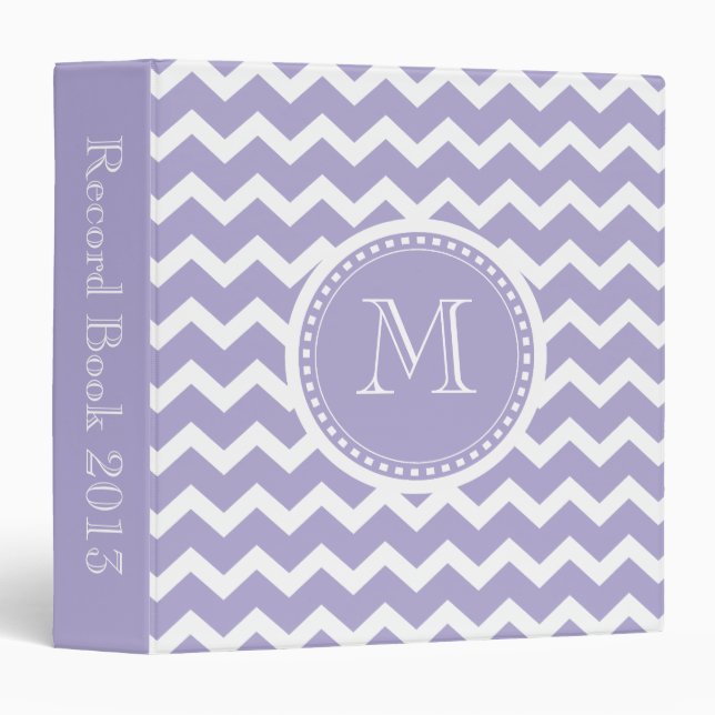 Chevron Monogram Retro Purple and White Binder (Front/Spine)