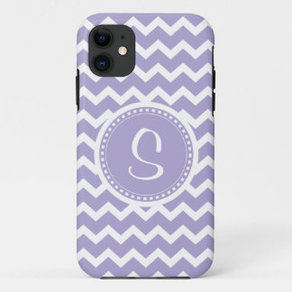 Chevron Monogram Retro Purple and White iPhone 11 Case