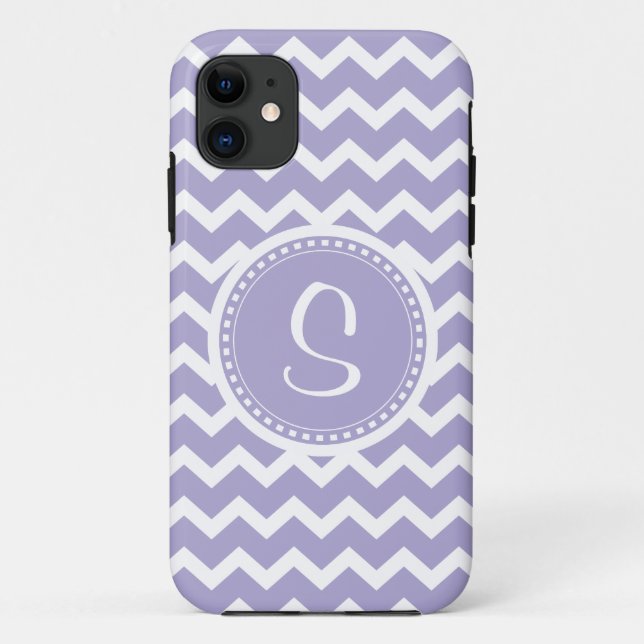 Chevron Monogram Retro Purple and White Case-Mate iPhone Case (Back)
