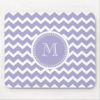 Chevron Monogram Retro Purple and White Mouse Pad