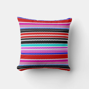 Chevron Multi Colored Zigzag Stripes Art Design Throw Pillow