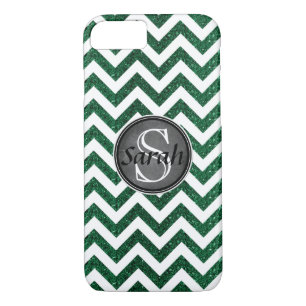 Chevron Nameplate - Kelly Green Glitter iPhone 8/7 Case