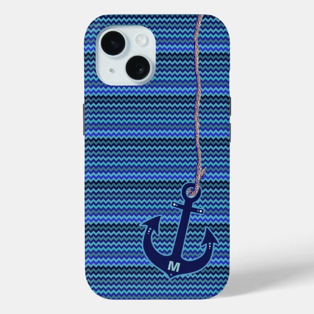 chevron nautical blue anchor Case-Mate iPhone case (Back)