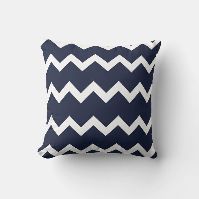 Chevron, Navy Blue Designed Throw Pillow (Front)