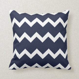 Chevron, Navy Blue Designed Throw Pillow