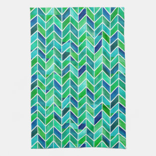 Chevron Navy Leaf Kitchen Towel