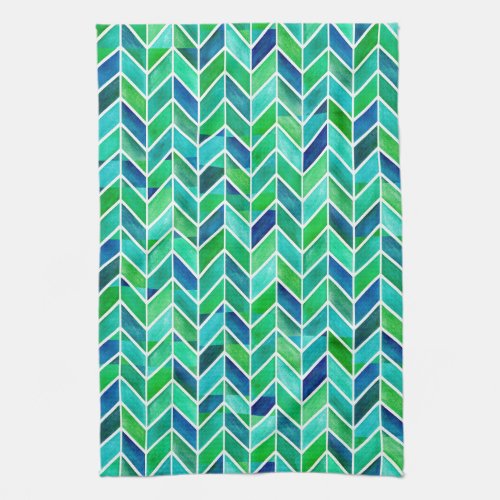 Chevron Navy Leaf Kitchen Towel