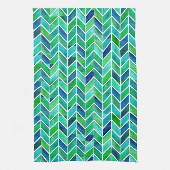 Chevron Navy Leaf Kitchen Towel (Vertical)