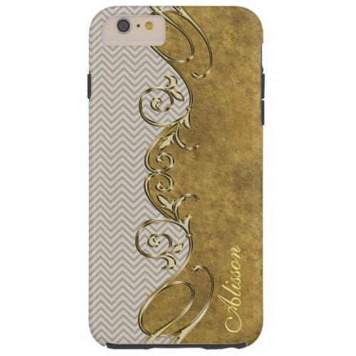 Chevron Old Gold iPhone 6 Plus Monogram Case