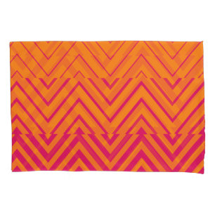 Chevron Ombre Stencil   hot pink orange Pillow Case