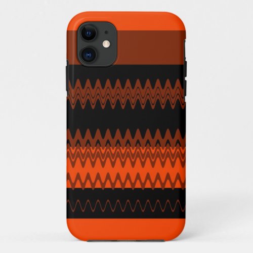 Chevron Orange Black Zigzag Stripes Art Design iPhone 11 Case