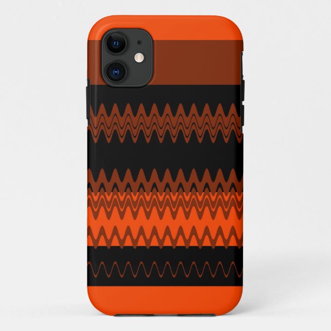 Chevron Orange Black Zigzag Stripes Art Design Case-Mate iPhone Case (Back)