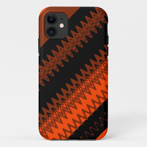 Chevron Orange Black Zigzag Stripes Art Design iPhone 11 Case