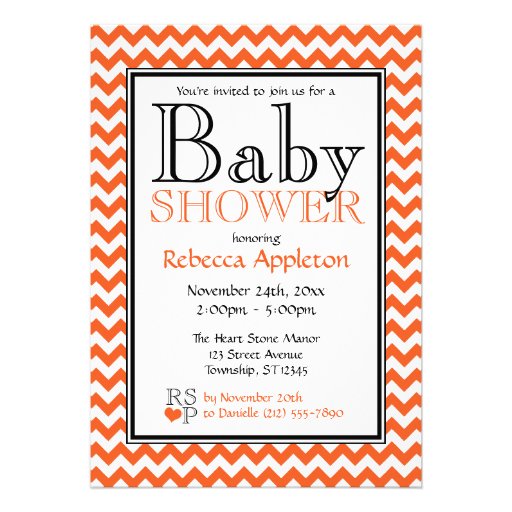 Orange Baby Shower Invitations 8