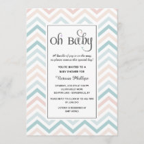 Chevron Pastel Baby Shower Invitation