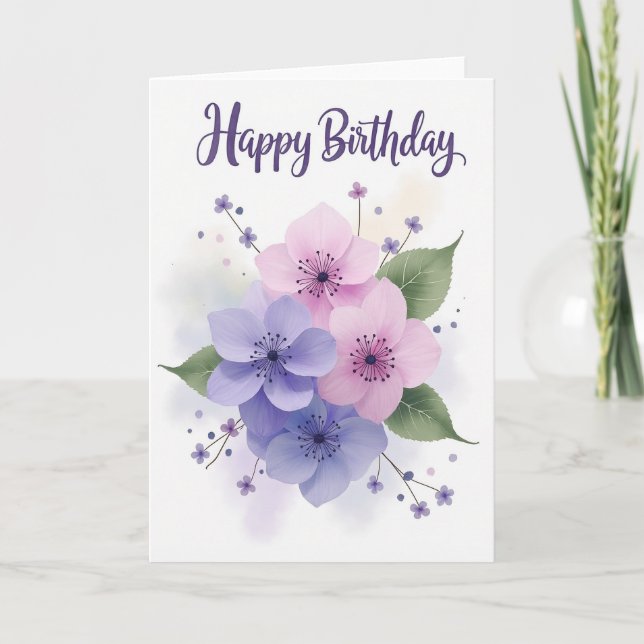 Chevron Pastel Flowers Card (Front)