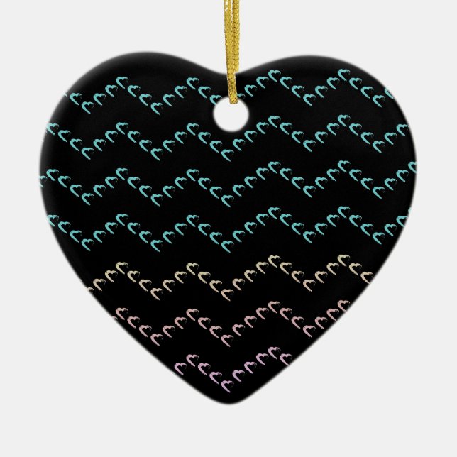 Chevron Pastel Rainbow Hearts Nero Noctis Ornament (Front)