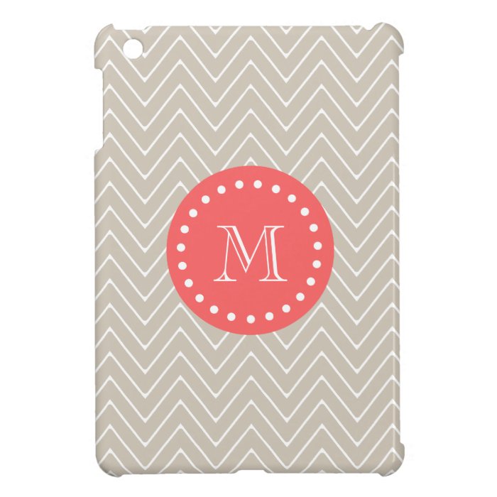 Chevron Pattern 2A Monogram Beige Coral iPad Mini Cases