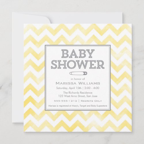 Chevron pattern Baby Shower invitation
