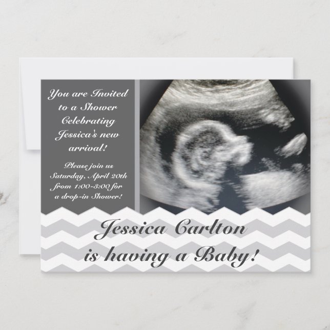 Chevron Pattern Baby Shower Invitations (Front)