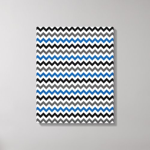 Chevron Pattern Background Blue Gray Black White Canvas Print