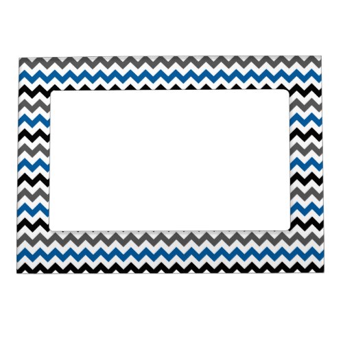 Chevron Pattern Background Blue Gray Black White Magnetic Photo Frame