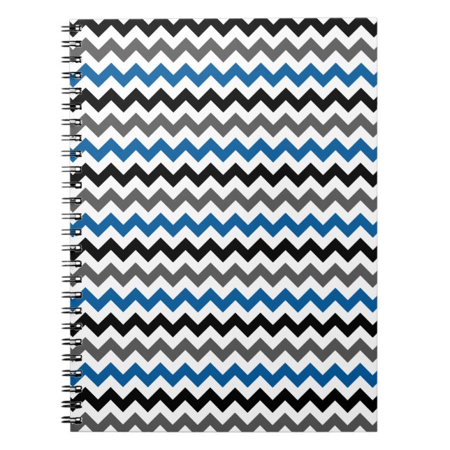 Chevron Pattern Background Blue Gray Black White Notebook (Front)