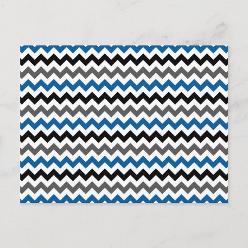 Chevron Pattern Background Blue Gray Black White Postcard