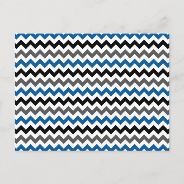 Chevron Pattern Background Blue Gray Black White Postcard (Front)