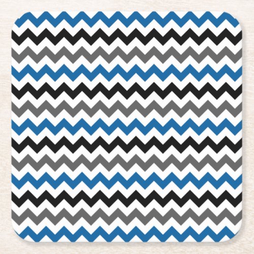 Chevron Pattern Background Blue Gray Black White Square Paper Coaster