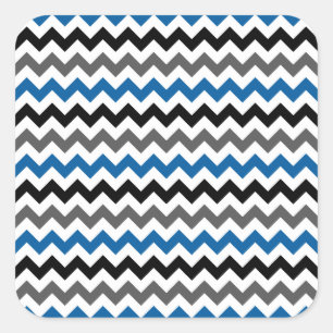 Chevron Pattern Background Blue Gray Black White Square Sticker