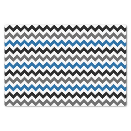 Chevron Pattern Background Blue Gray Black White Tissue Paper