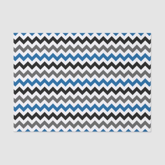 Chevron Pattern Background Blue Gray Black White Tissue Paper (Front)