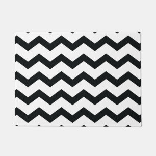 Chevron Pattern Black and White Doormat