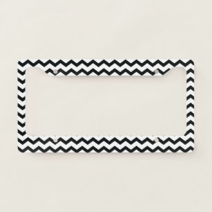 Chevron Pattern Black and White License Plate Frame