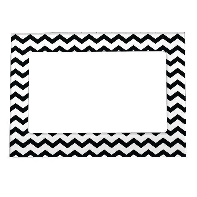 Chevron Pattern Black and White Magnetic Frame (Front)