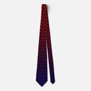 Chevron Pattern Black Red Blue Neck Tie