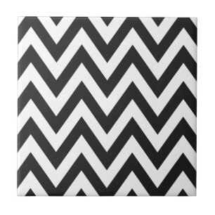Chevron Pattern Black White Geometric Art Designs Ceramic Tile
