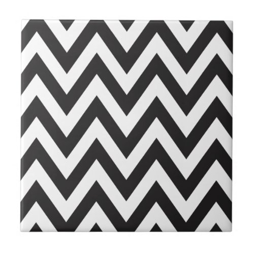 Chevron Pattern Black White Geometric Art Designs Ceramic Tile