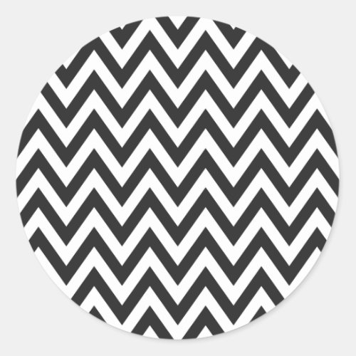 Chevron Pattern Black White Geometric Art Designs Classic Round Sticker