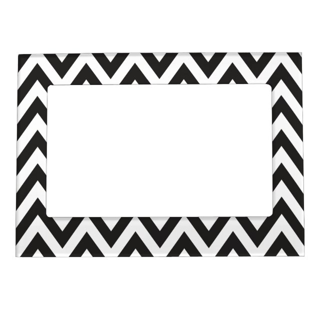 Chevron Pattern Black White Geometric Art Designs Magnetic Photo Frame (Front)